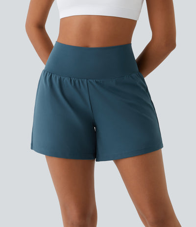 2-in-1-Yoga-Shorts mit hoher Taille, Gesäßtasche und Seitentasche - Joci