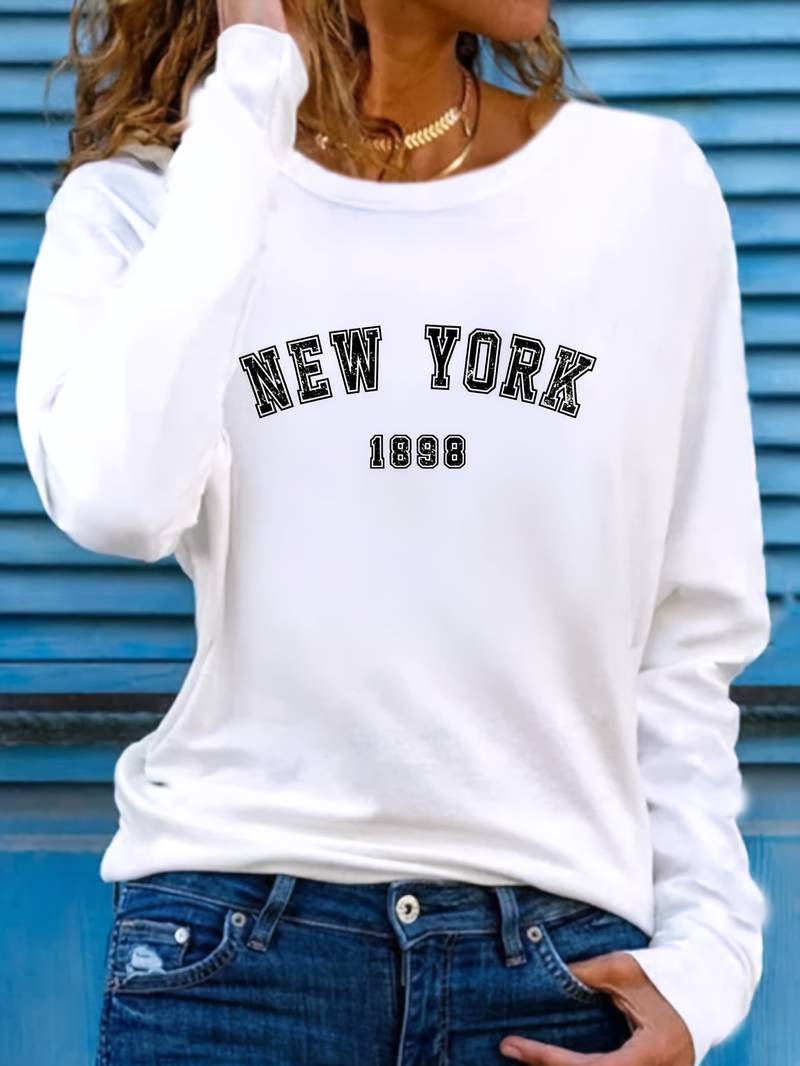 Ava – t-shirt mit rundhalsausschnitt und new york-print