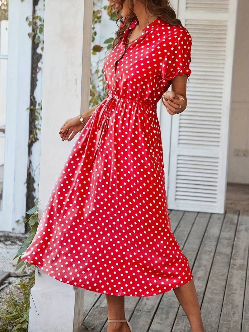 Chloe – a-linien-kleid mit polka-dot-print und v-ausschnitt