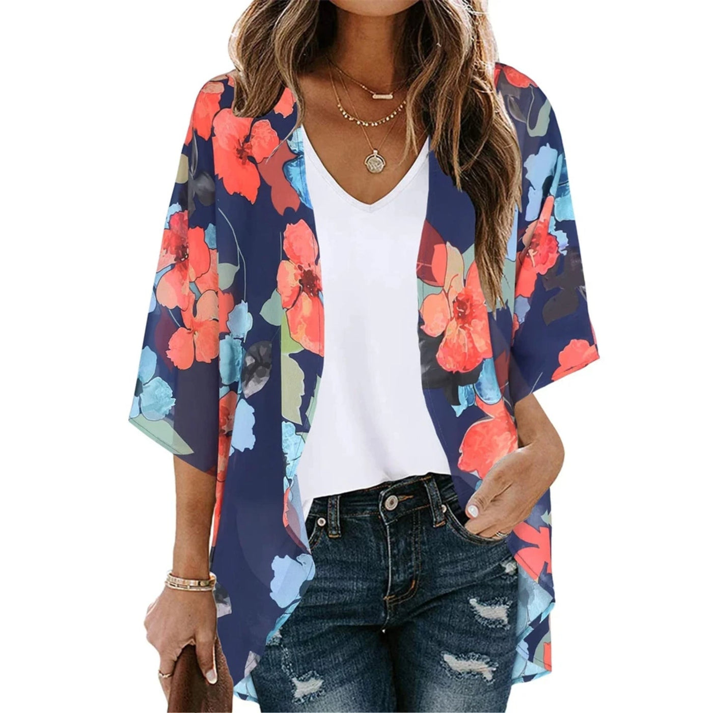 MODA groene luipaardprint lange zomer blouse