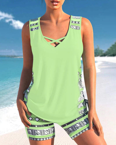 Geometrischer Druck Tankini Set - Sharel