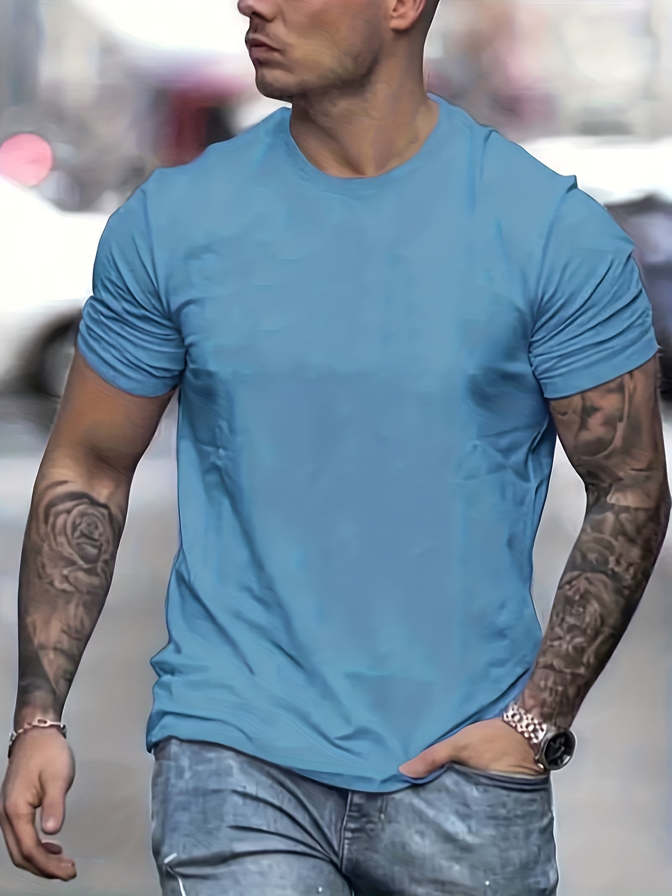 Schwarzes Basic-T-Shirt für Herren - Leo