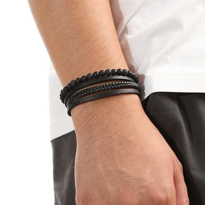 Mehrschichtiges Lederarmband - Paul