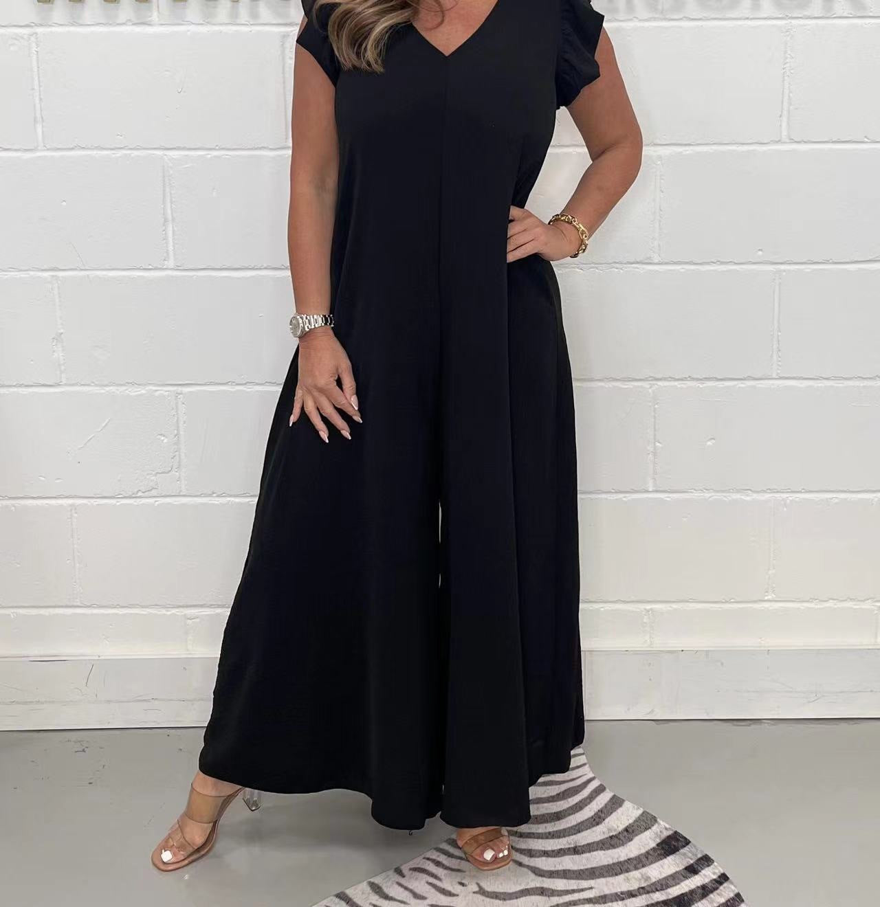 Raffinierter Rüschen Jumpsuit: Breite Beine, Lässiger Look