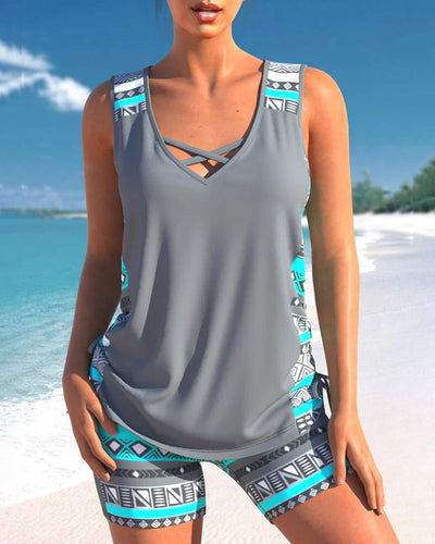 Geometrischer Druck Tankini Set - Sharel