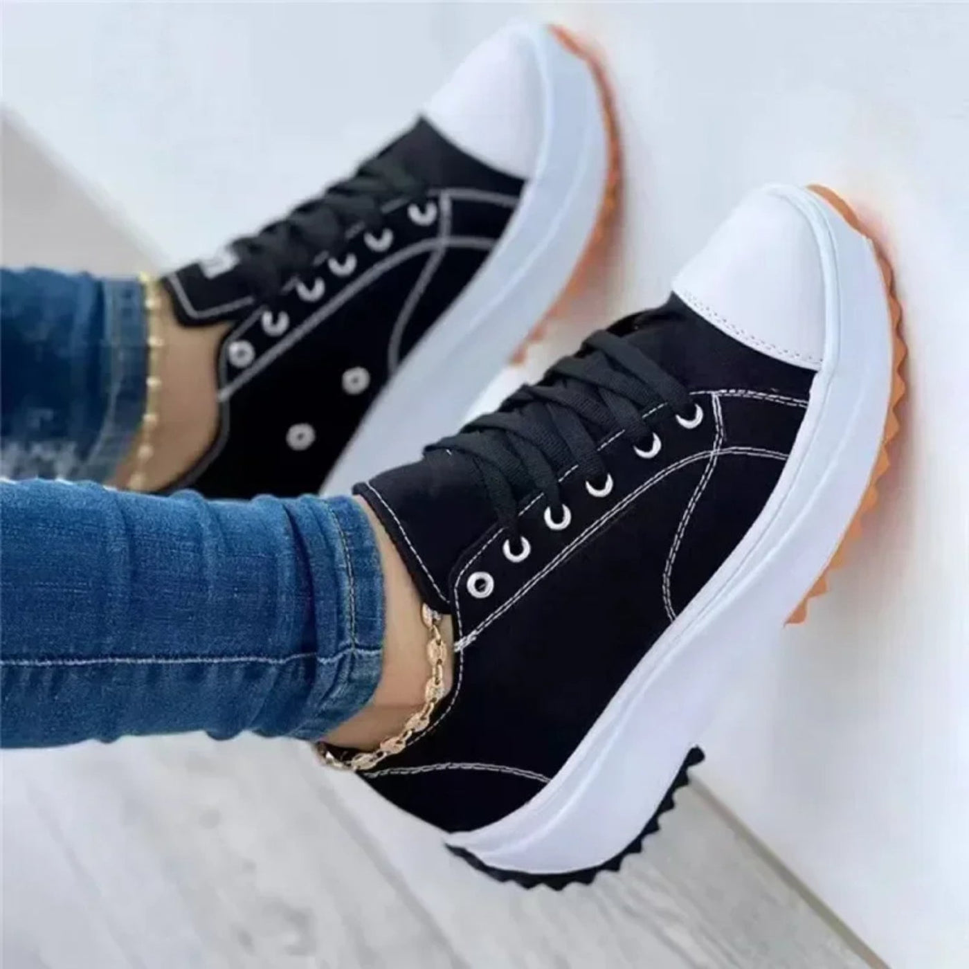 MODA contrasterende kleur canvas schoenen met sleezool