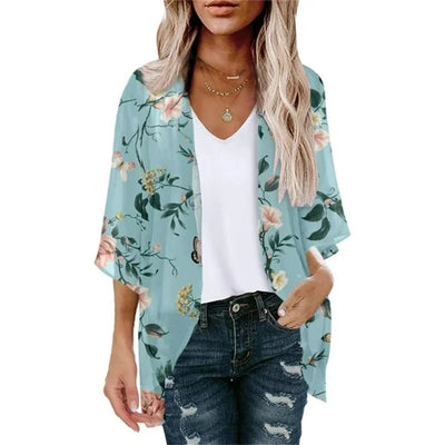 MODA groene luipaardprint lange zomer blouse