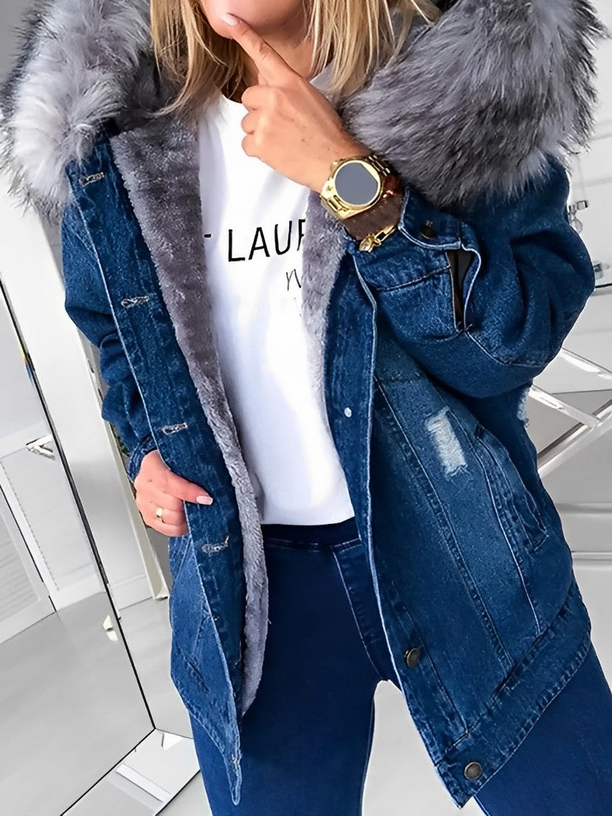 Bliss - Laurel Jeansjacke mit Pelz