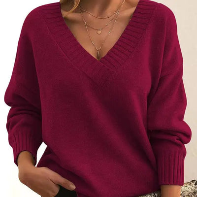 Lila V-Ausschnitt Cashmere Pullover - Sophie