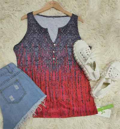 FallStil® - Ombre Tank-Top mit Regenmuster in Blau und Rot