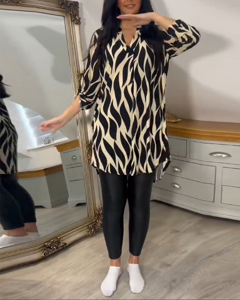 Nora - Zebra-Print Bluse Schwarz-Beige