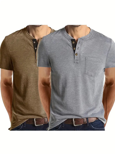 Khaki Henley-Shirt für Herren - Tom