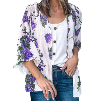 MODA roze fleece lange zomer blouse met bloemenprint