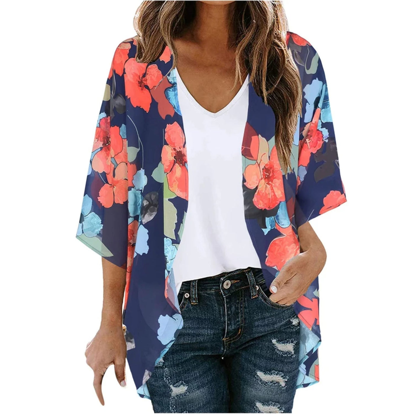 MODA roze fleece lange zomer blouse met bloemenprint