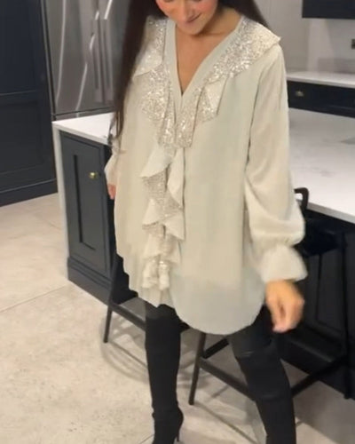 Bluse mit Rüschen und elegantem Stil