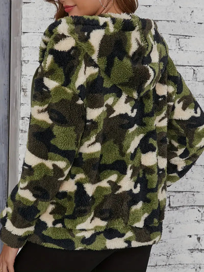 Camouflage Druck Reißverschlusstasche Plüsch gefütterte Jacke