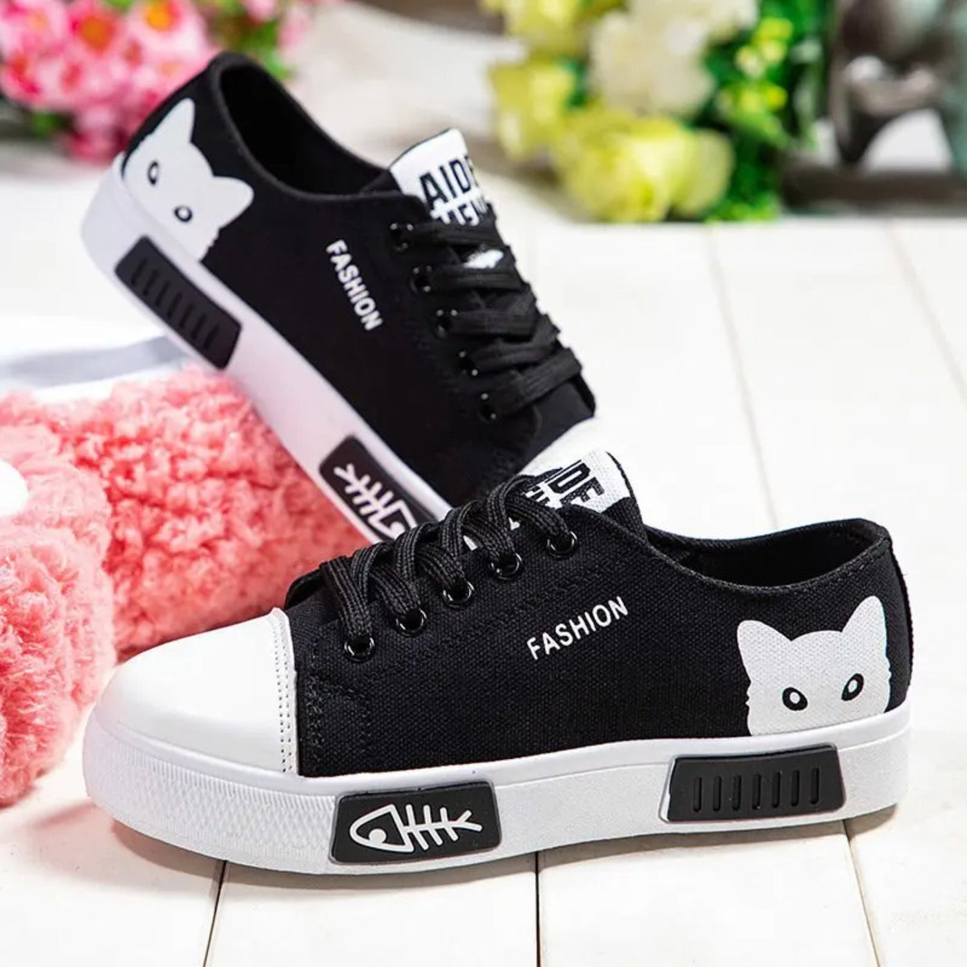 MODA schattige canvas schoenen met kattenprint