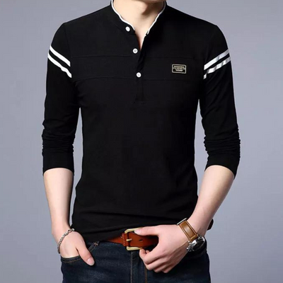 "Elegante Leichtigkeit" Herren Langarm-Polo-Shirt von Stilvoll