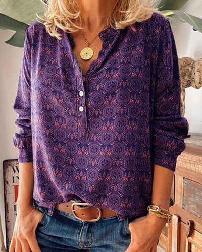 Langarm-Bluse mit Vintage-Print