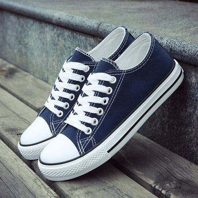 MODA tweekleurige canvas schoenen met vetersluiting