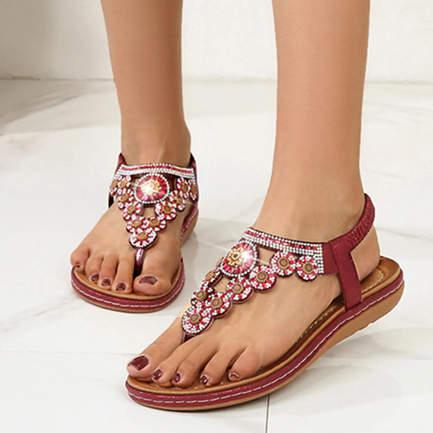 MODA etnisch ontwerp strass decoratie teensandalen