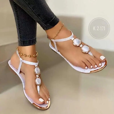 MODA dubbele crsytal decor zwarte band stijl teensandalen