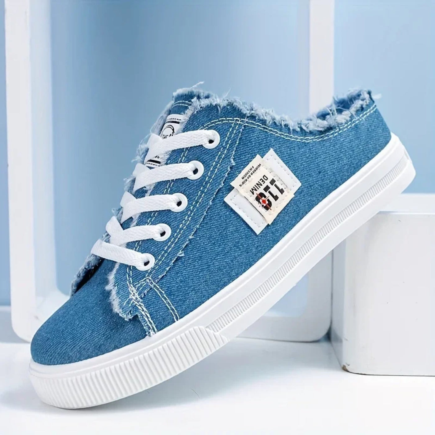 MODA witte denim stof klomp stijl canvas schoenen