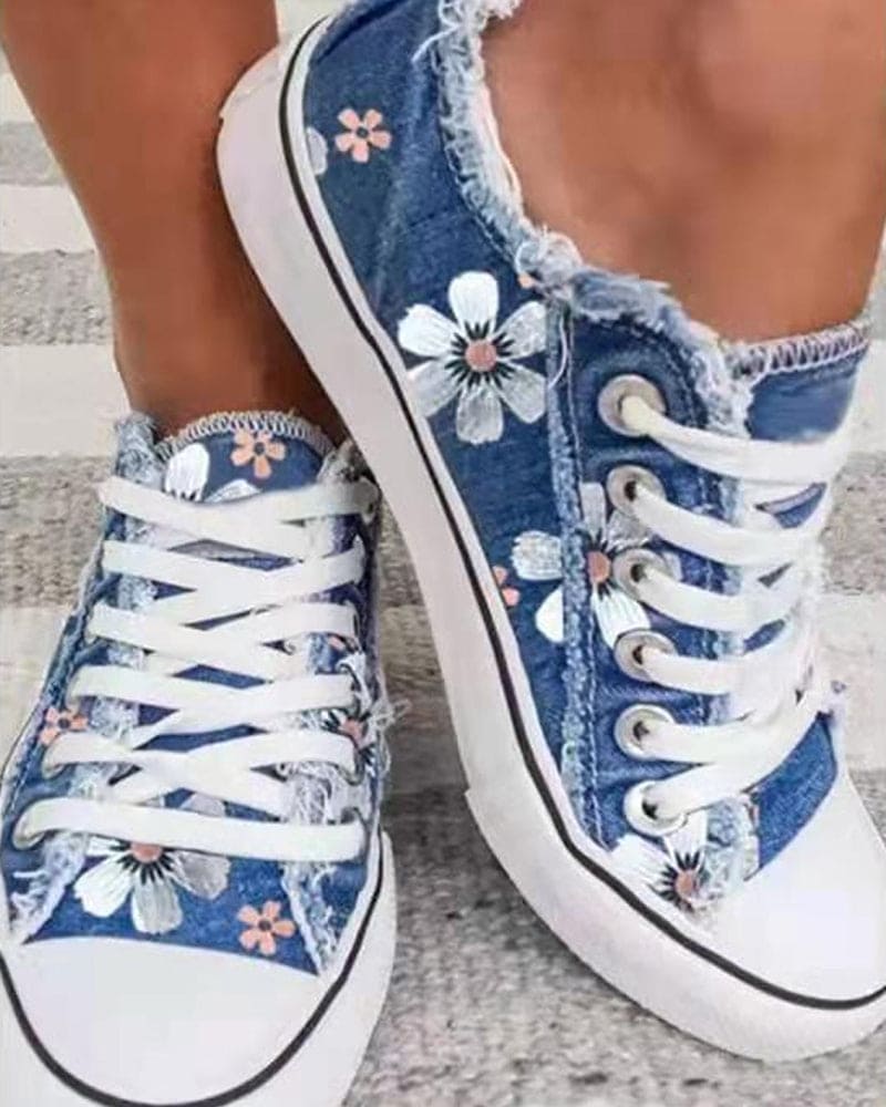 DolceMode | Denim Sneaker mit Blumen