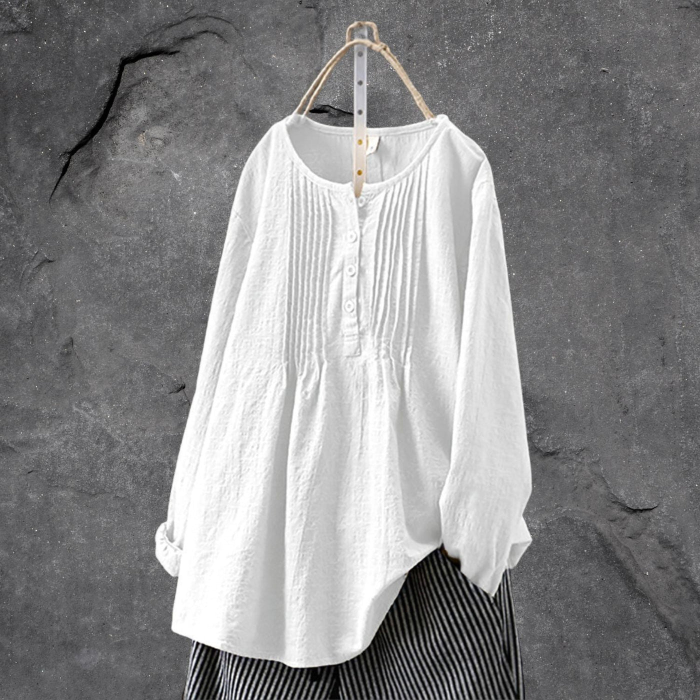 Luftiges Boho-Chic Blusen-Shirt – Mit Knopfleiste & Raffung