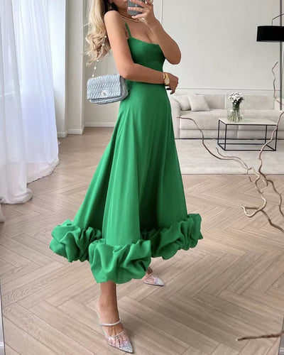 Karolina – A-Linien-Kleid mit Spaghettiträgern und Blumenapplikationen