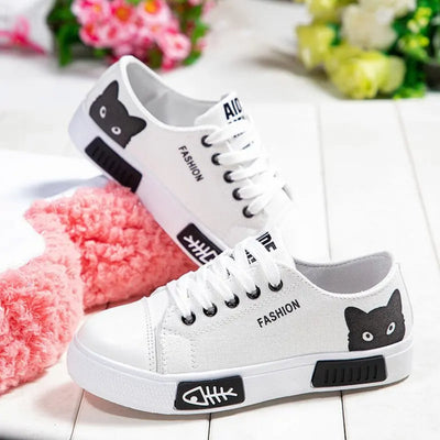 MODA schattige canvas schoenen met kattenprint