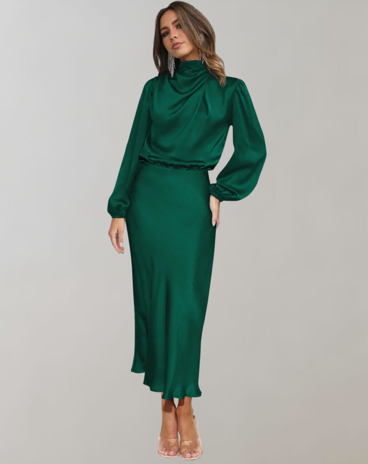 DolceMode | Kleid mit Satinärmeln