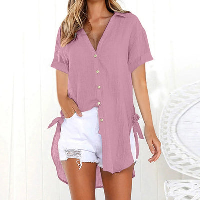 MODA roze gesp lichtgewicht lange zomer blouse