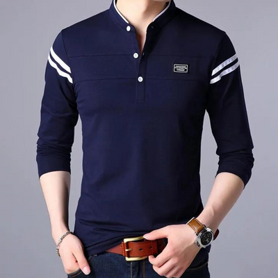 "Elegante Leichtigkeit" Herren Langarm-Polo-Shirt von Stilvoll