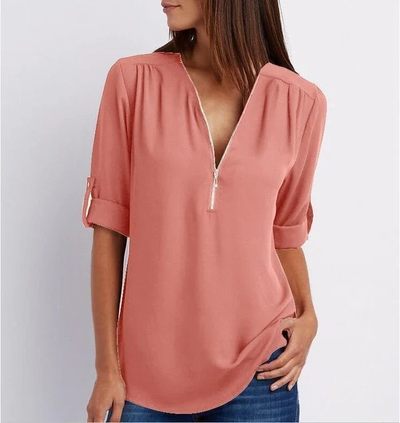 Elegante V-Ausschnitt Bluse – Vielseitig & Chic