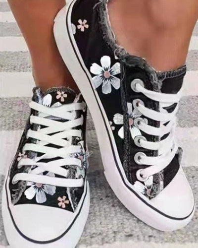 DolceMode | Denim Sneaker mit Blumen