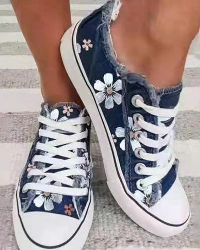 DolceMode | Denim Sneaker mit Blumen