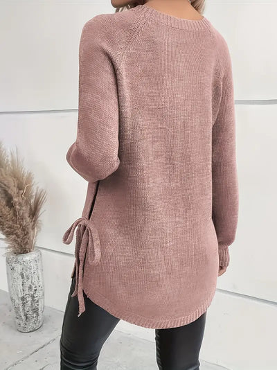 Trendiger Strickpullover mit geteilter Krawatte Elegant