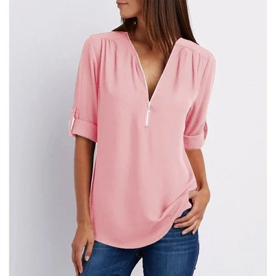 Elegante V-Ausschnitt Bluse – Vielseitig & Chic