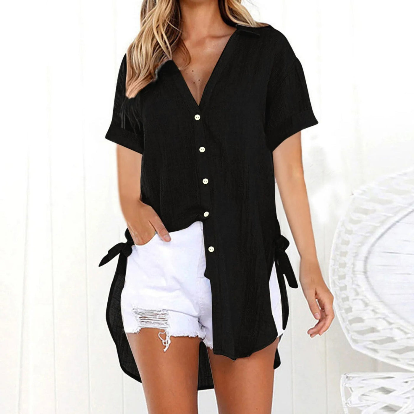 MODA roze gesp lichtgewicht lange zomer blouse