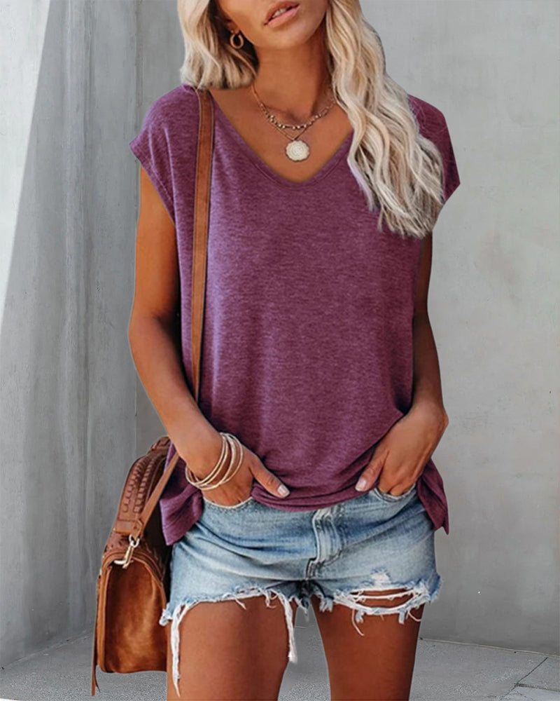 Casual-Shirt mit V-Ausschnitt & weichem Fall