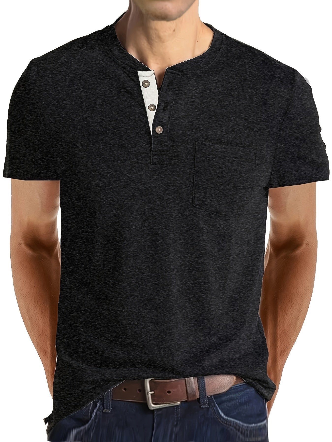 Henley-Shirt mit Brusttasche - Max