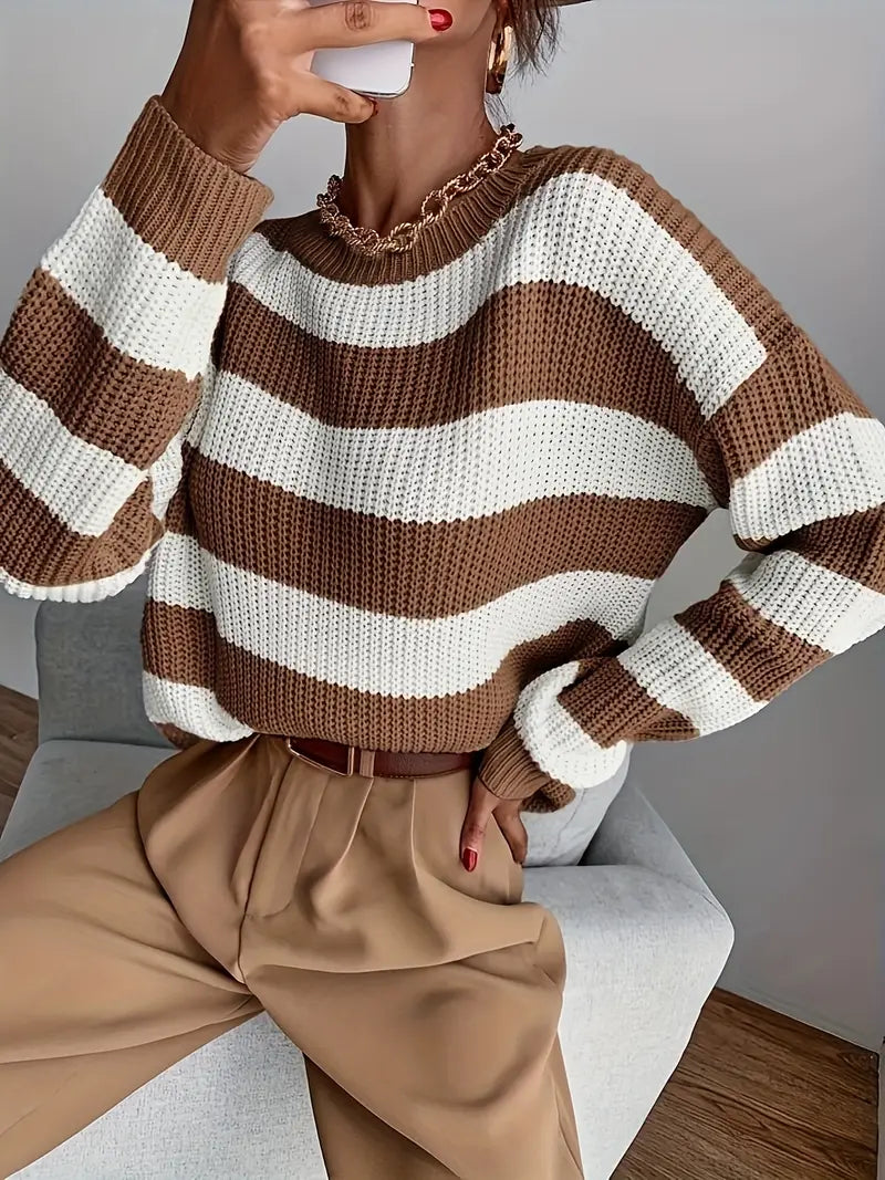 Playful Patterns Casual Color Block Striped Knit Sweater