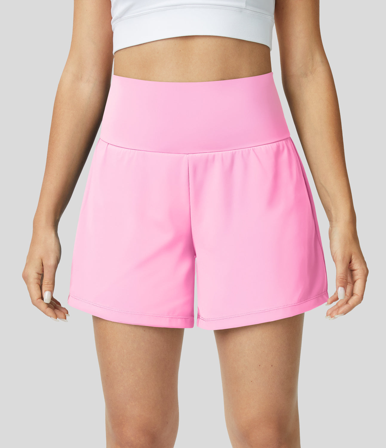 2-in-1-Yoga-Shorts mit hoher Taille, Gesäßtasche und Seitentasche - Joci