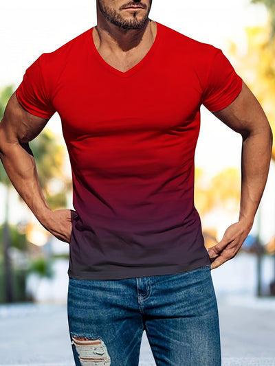 Graues Gradient V-Ausschnitt T-Shirt für Herren - Ben