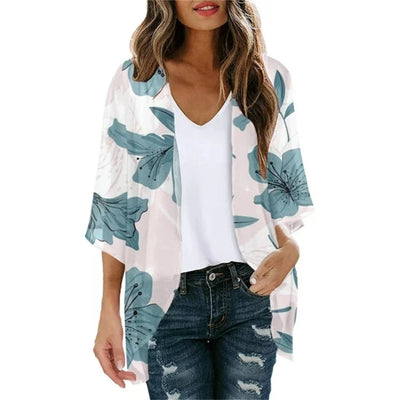 MODA groene luipaardprint lange zomer blouse