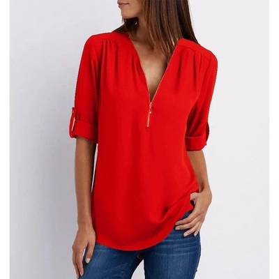 Elegante V-Ausschnitt Bluse – Vielseitig & Chic