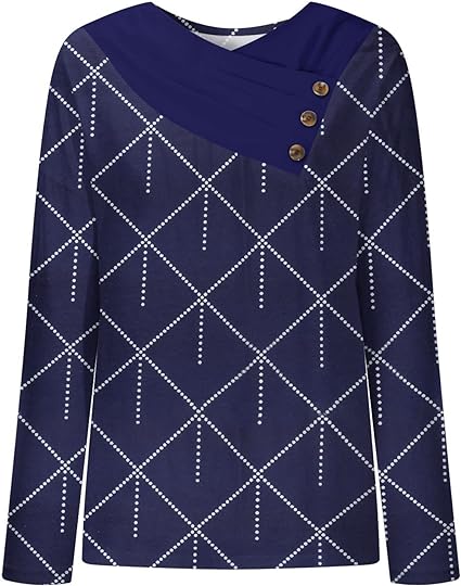 Leá Martin® - Marineblauw Vrouwen Geometrische Blouse