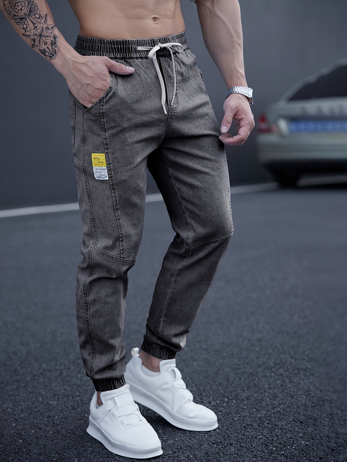 Schwarze Herren-Jeans-Jogger mit lockerem Schnitt