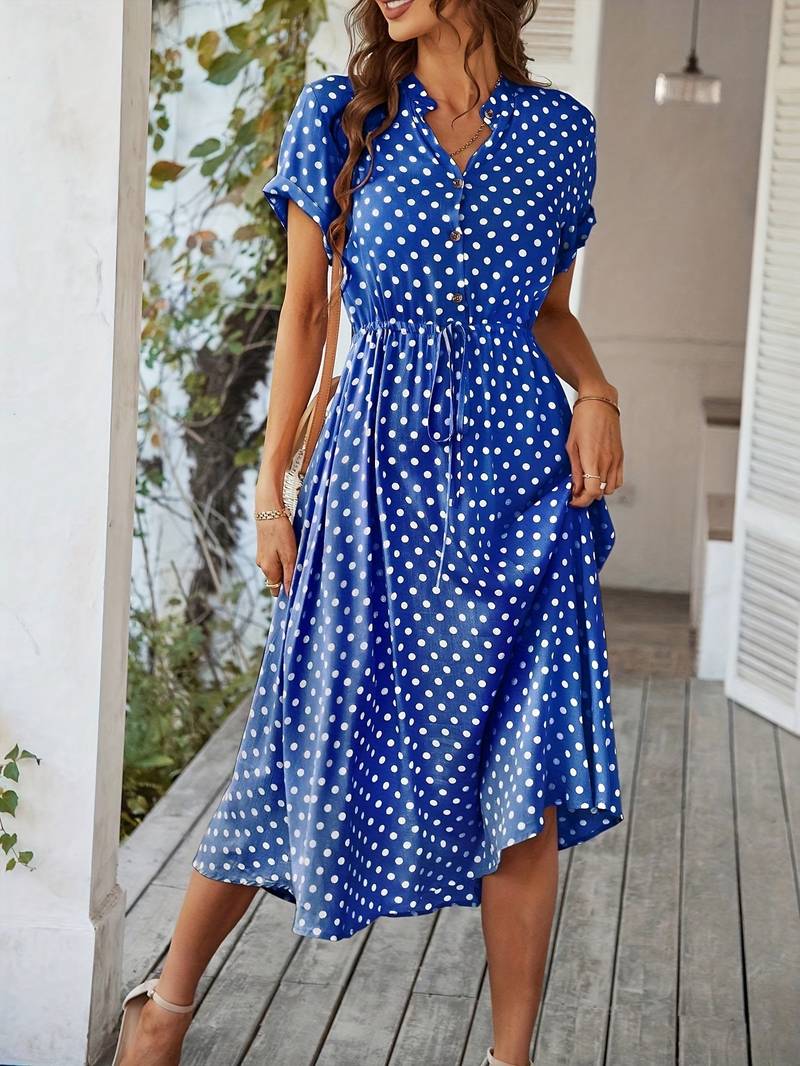 Chloe – a-linien-kleid mit polka-dot-print und v-ausschnitt